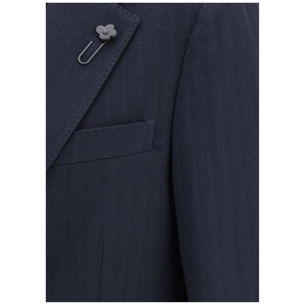 Lardini Navy Wool Single-breasted Blazer for Timeless Elegance