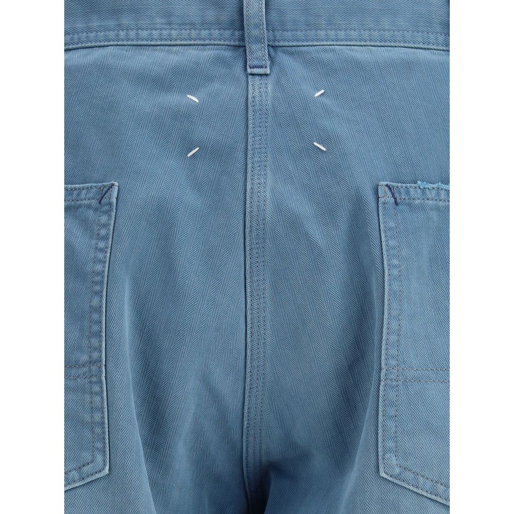 Margiela Blue Luxury Cotton Blend Ticket Pocket Jeans
