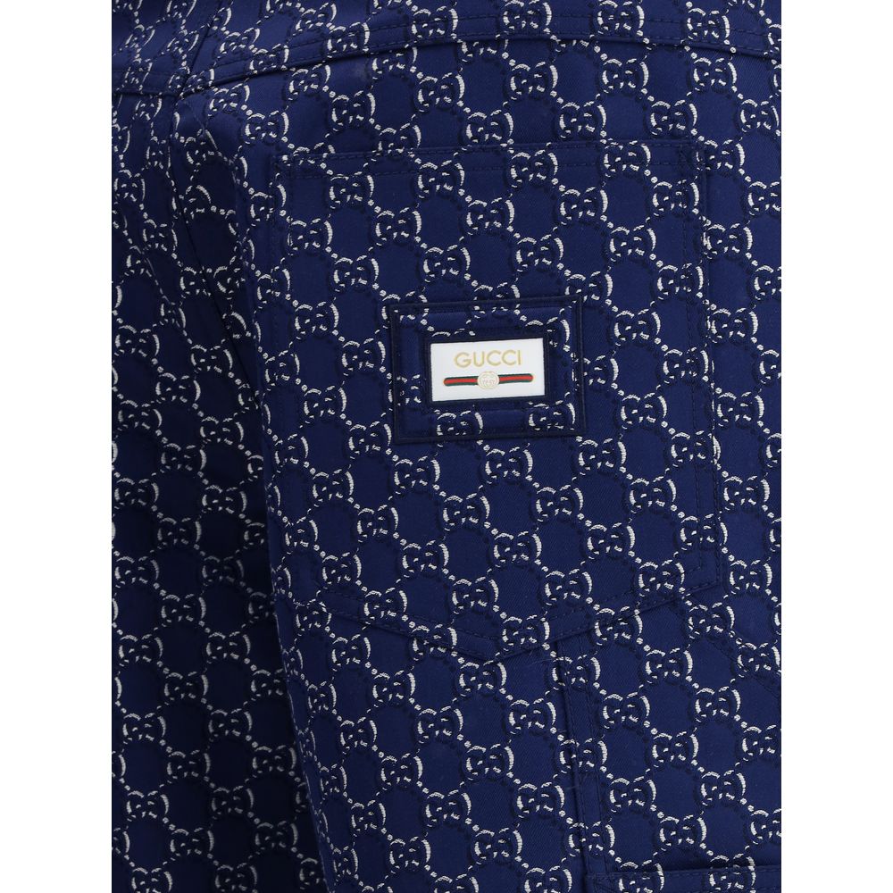 Gucci Beige Cotton GG Pattern Pants in Timeless Elegance Design