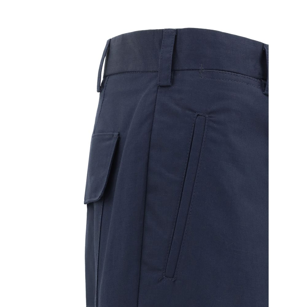 Germano Navy Cotton Pants for Effortless Sophistication