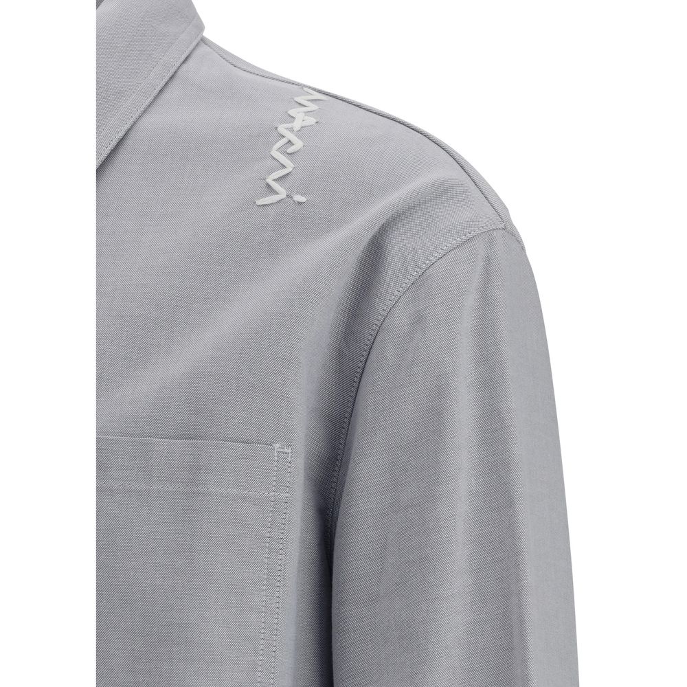 Marni White Premium Cotton Shirt with Embroidered Logo