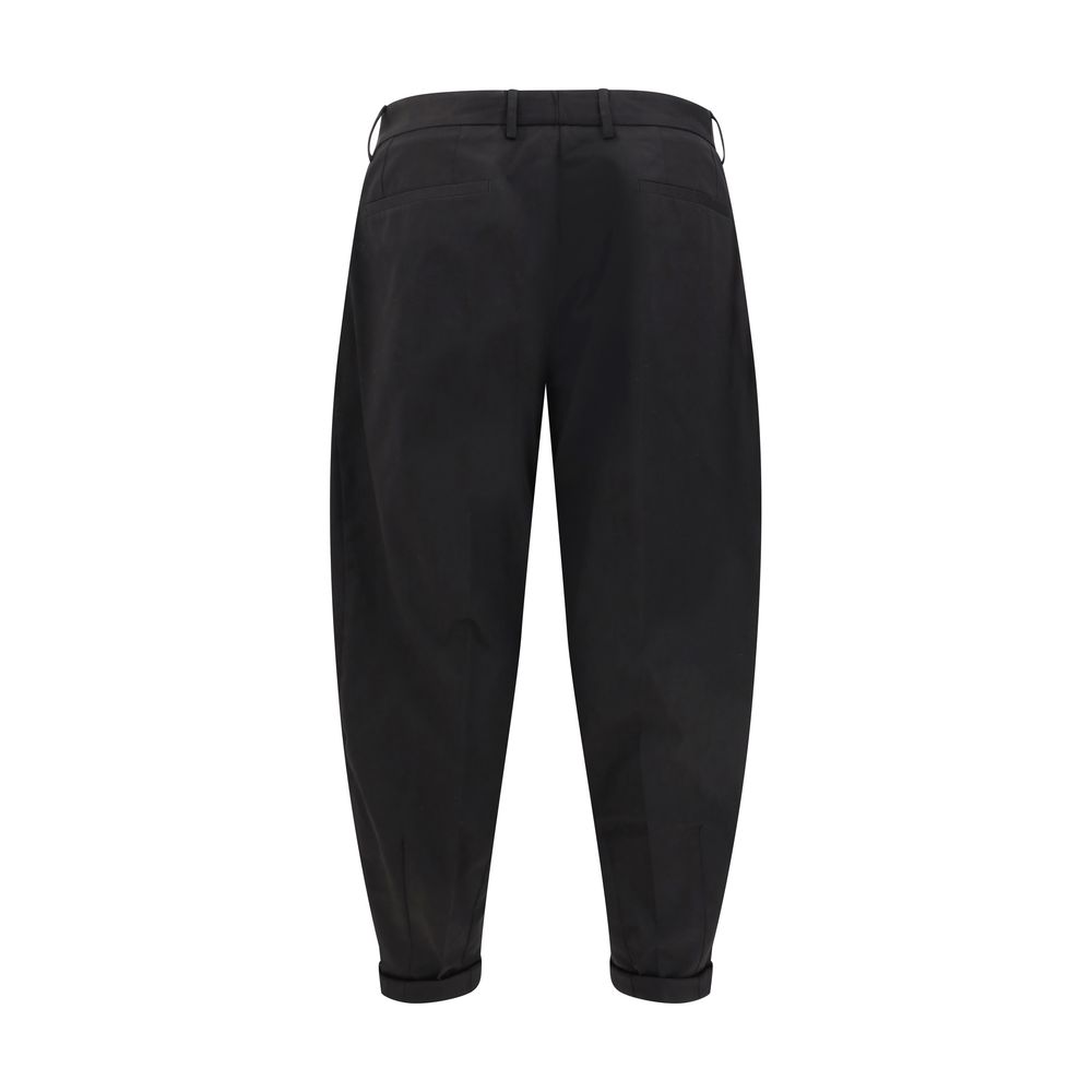 Dolce & Gabbana Black Wool Turn-Up Pants for Effortless Sophistication