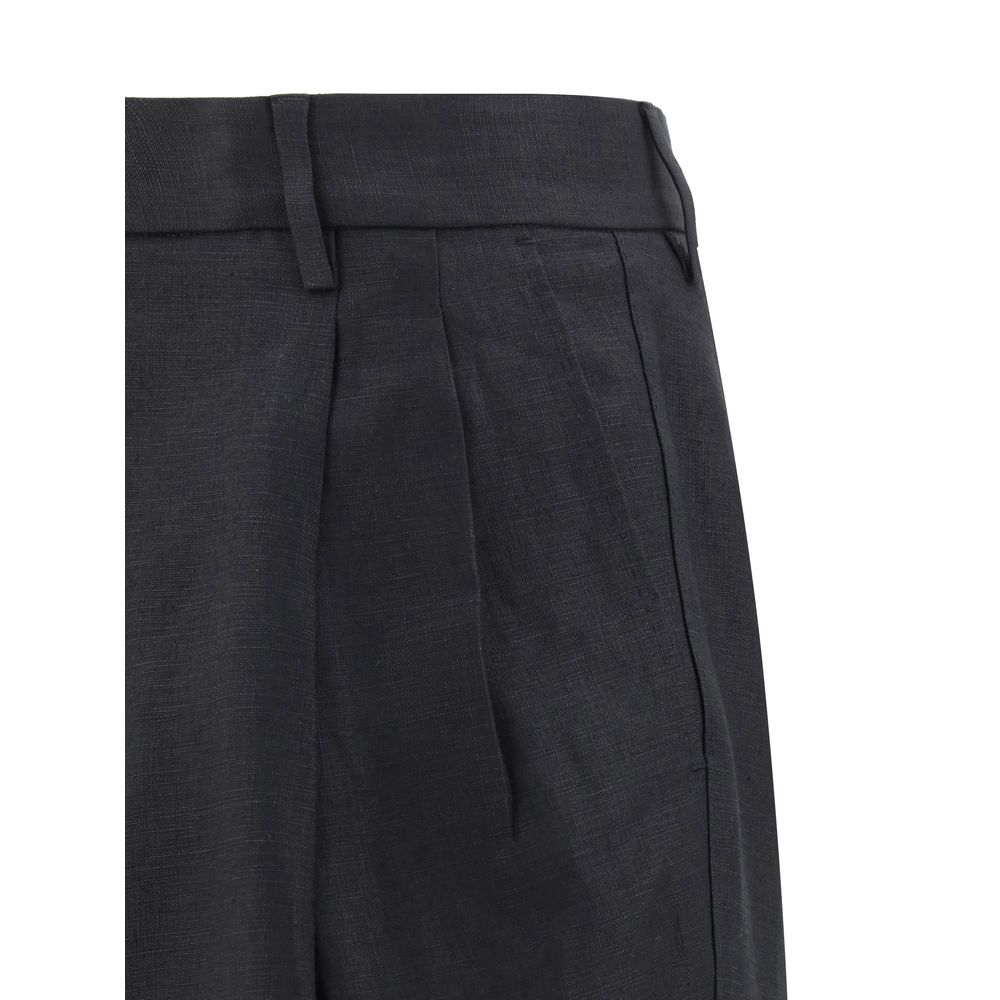 Dolce & Gabbana White Linen Pants with Contemporary Balloon Leg
