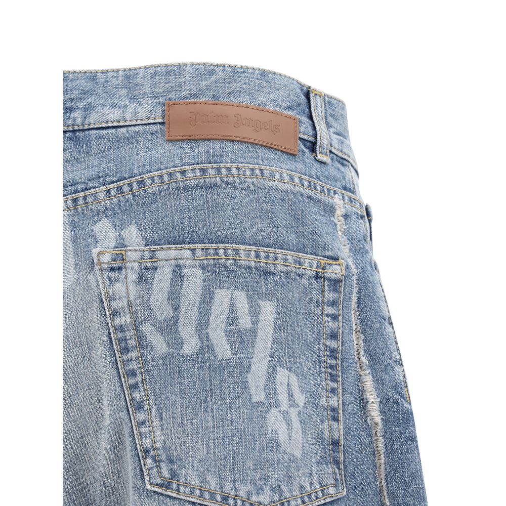 Palm Angels Blue Denim Loose Fit Jeans for Effortless Elegance