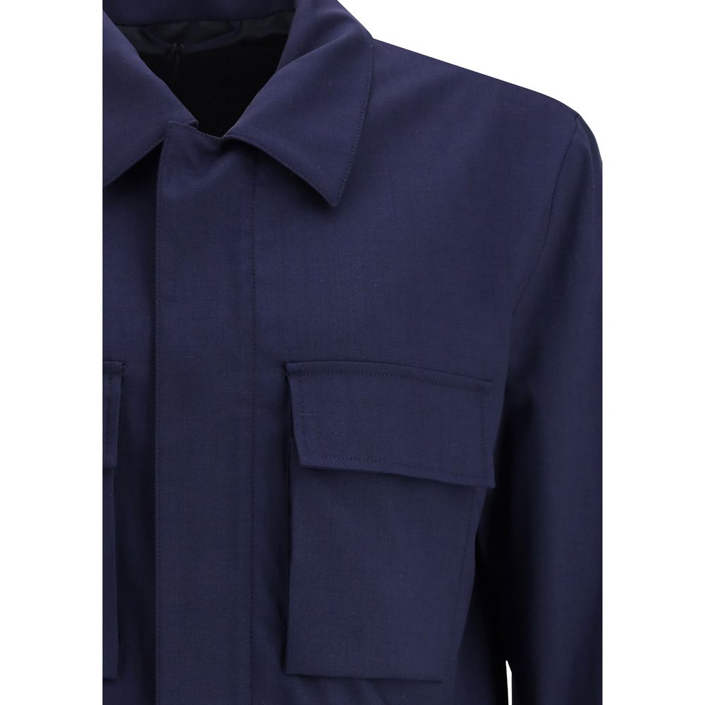 Kiton Navy Virgin Wool Shirt Jacket in Luxurious Elegance