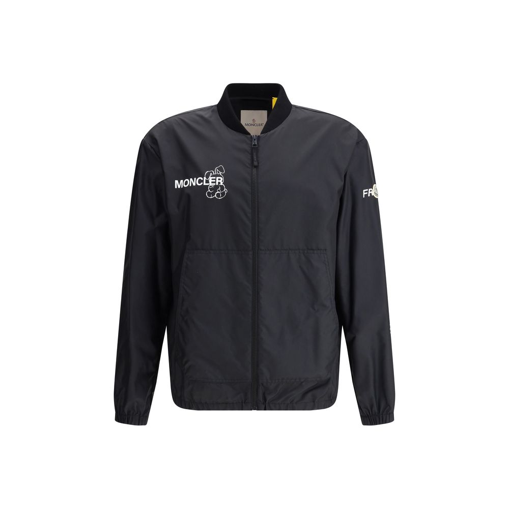 Moncler Navy Nylon Hooded Bomber Jacket Elegance