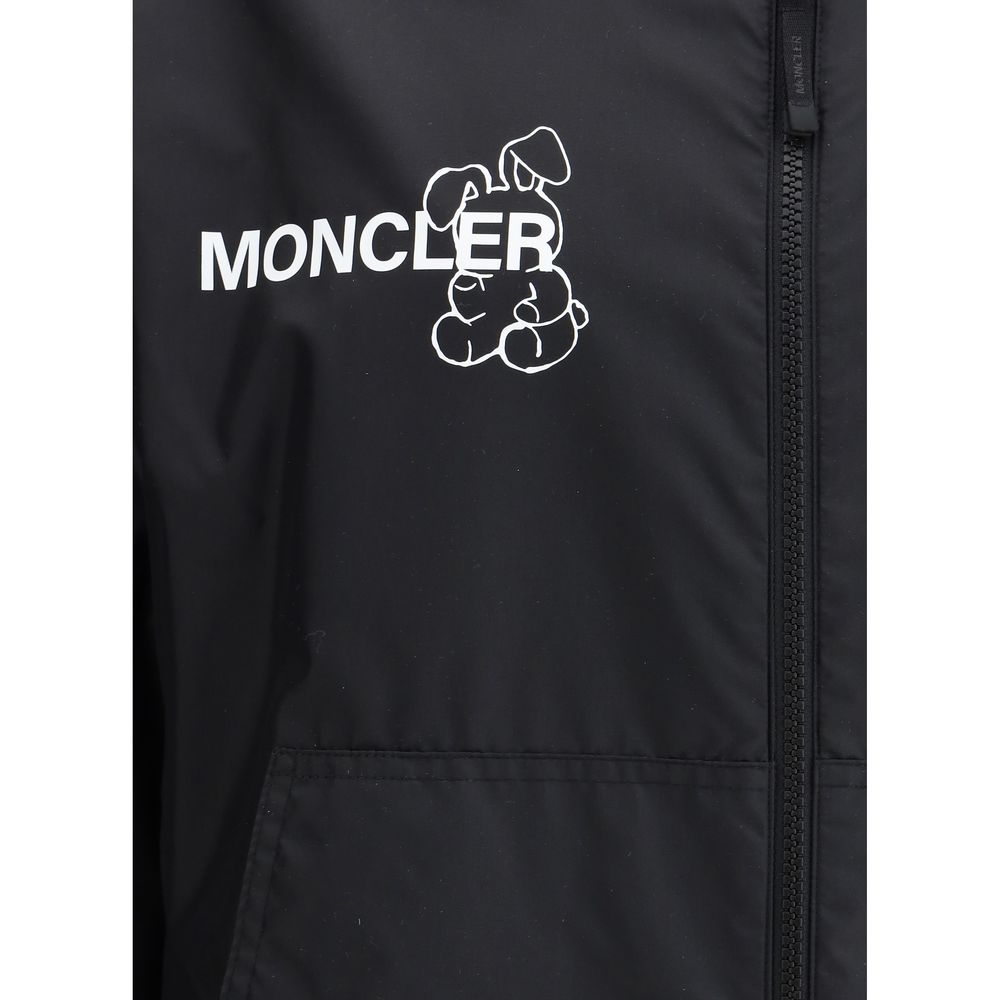Moncler Navy Nylon Hooded Bomber Jacket Elegance