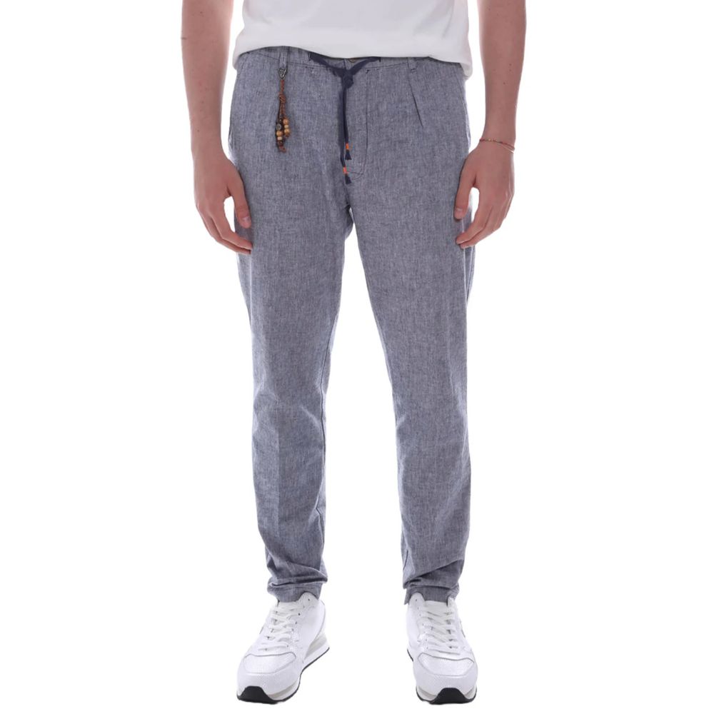 Yes Zee Light Blue Cotton Trousers for Effortless Elegance