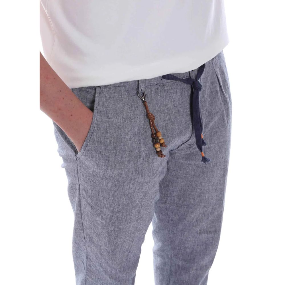 Yes Zee Light Blue Cotton Trousers for Effortless Elegance