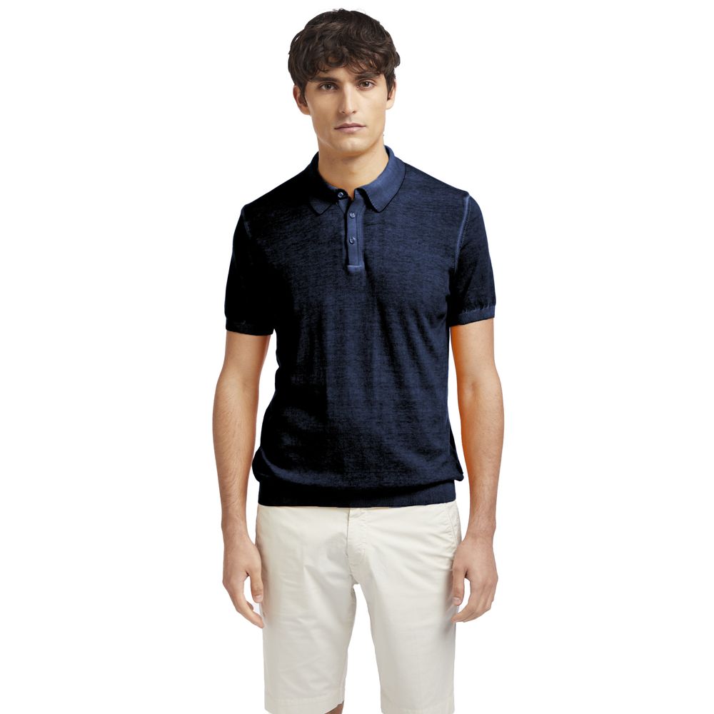 AT.P.CO Blue Cotton Polo Shirt for Effortless Elegance
