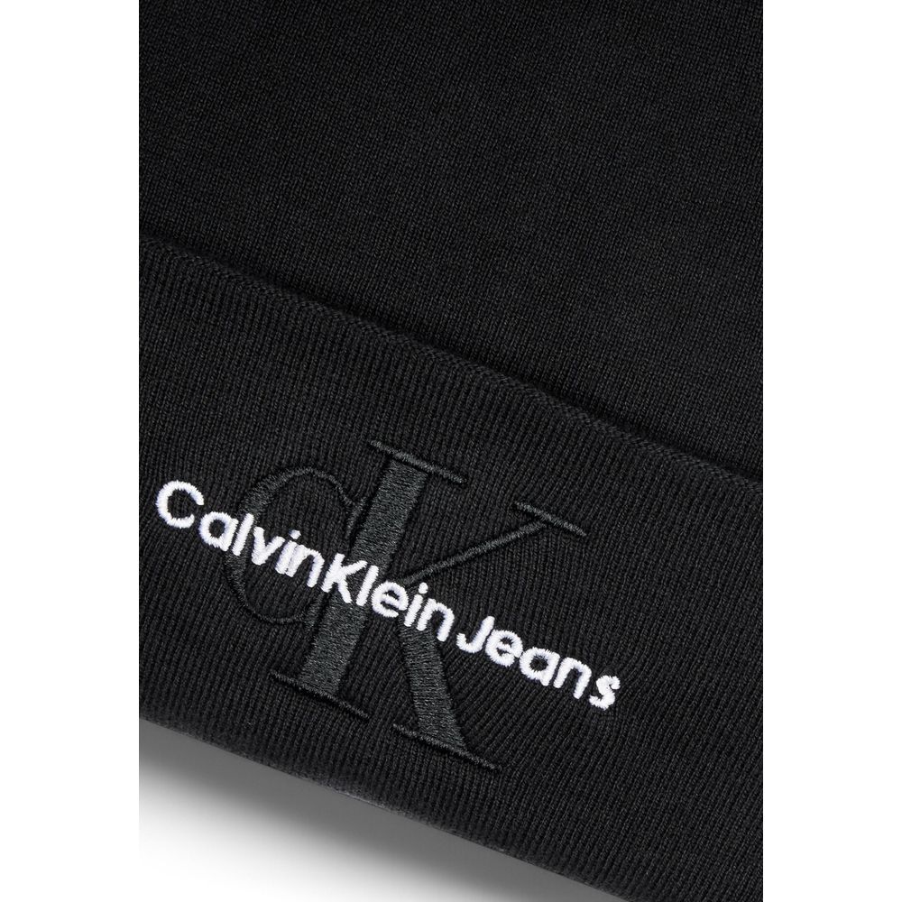 Calvin Klein Black Organic Cotton Beanie Hat