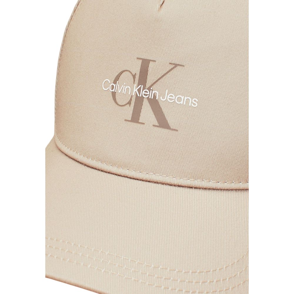Calvin Klein Beige Monogram Print Cap for Elevation