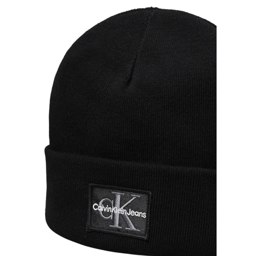 Calvin Klein Black Cotton Beanie Hat for Elevated Style