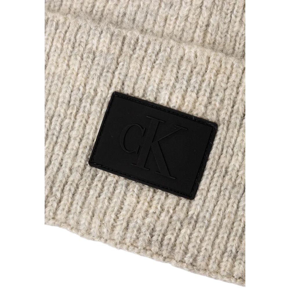 Calvin Klein Jeans Gray Acrylic Beanie Hat for Elevated Style