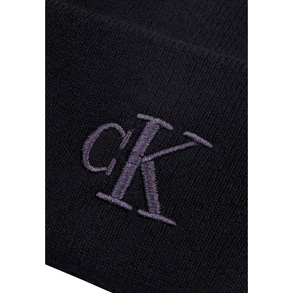 Calvin Klein Jeans Black Wool Hat for Elevated Style