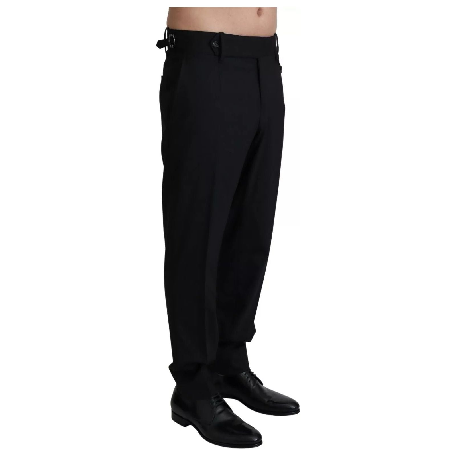 Dolce & Gabbana Black Wool Stretch Dress Trouser Pants
