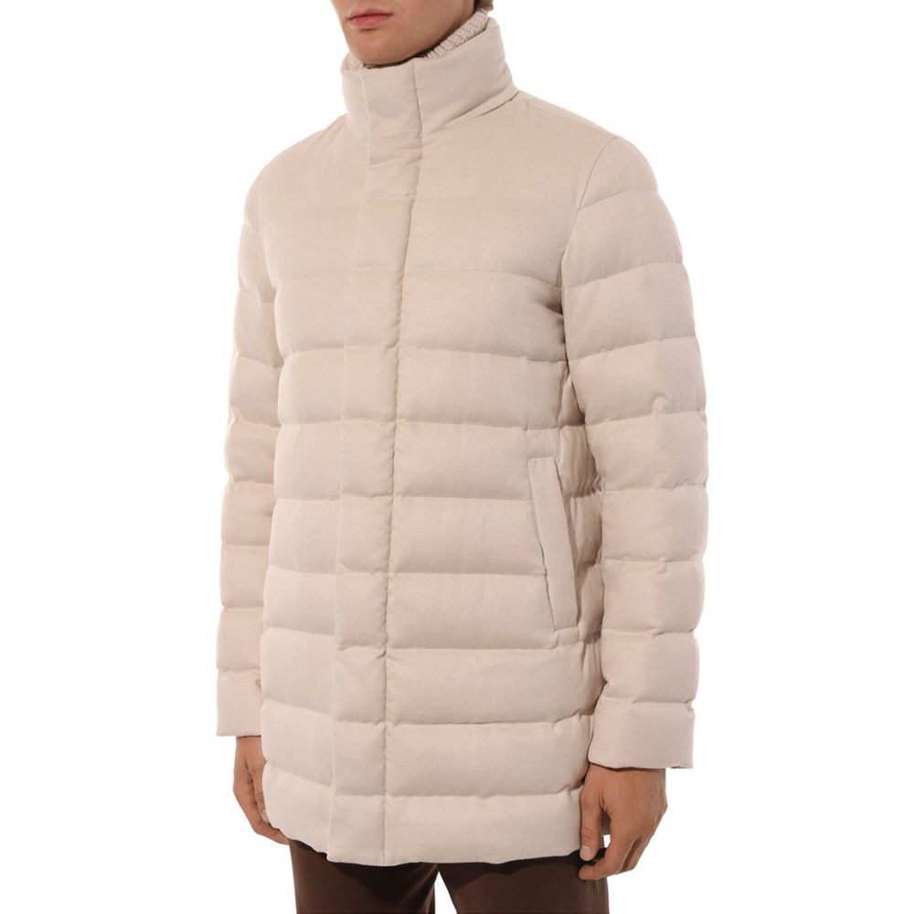 Herno Beige Silk Jacket - Luxury Outerwear Elegance