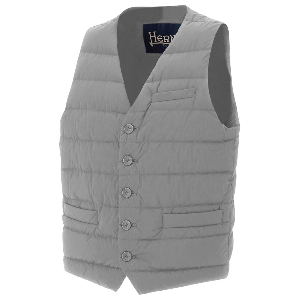 Herno Gray Nylon Vest - Timeless Elegance in Outerwear