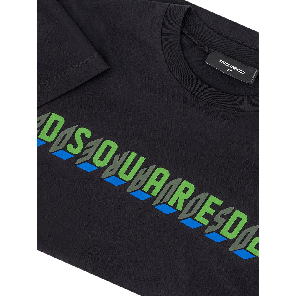 Dsquared² Black Cotton T-Shirt With Signature Logo Print