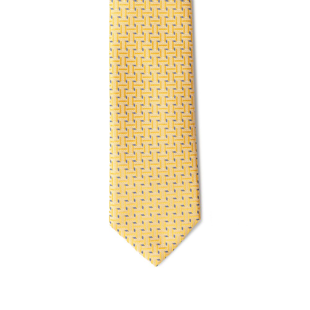 Giorgio Armani Yellow Jacquard Silk Tie for Refined Elegance