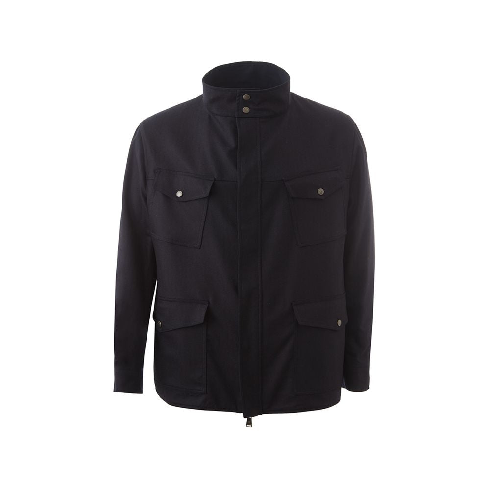 Lardini Navy Wool Blend Jacket for Refined Style