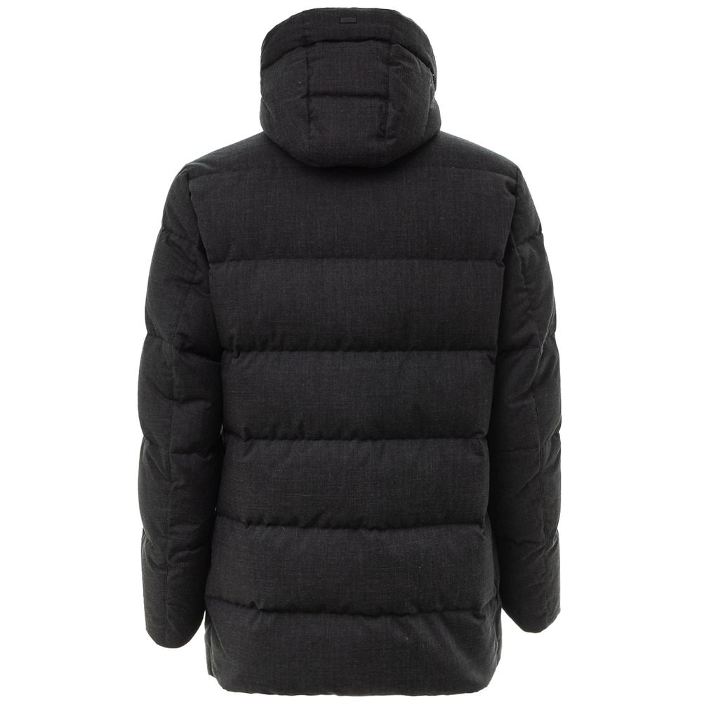 Herno Black Wool Jacket for Timeless Elegance and Warmth