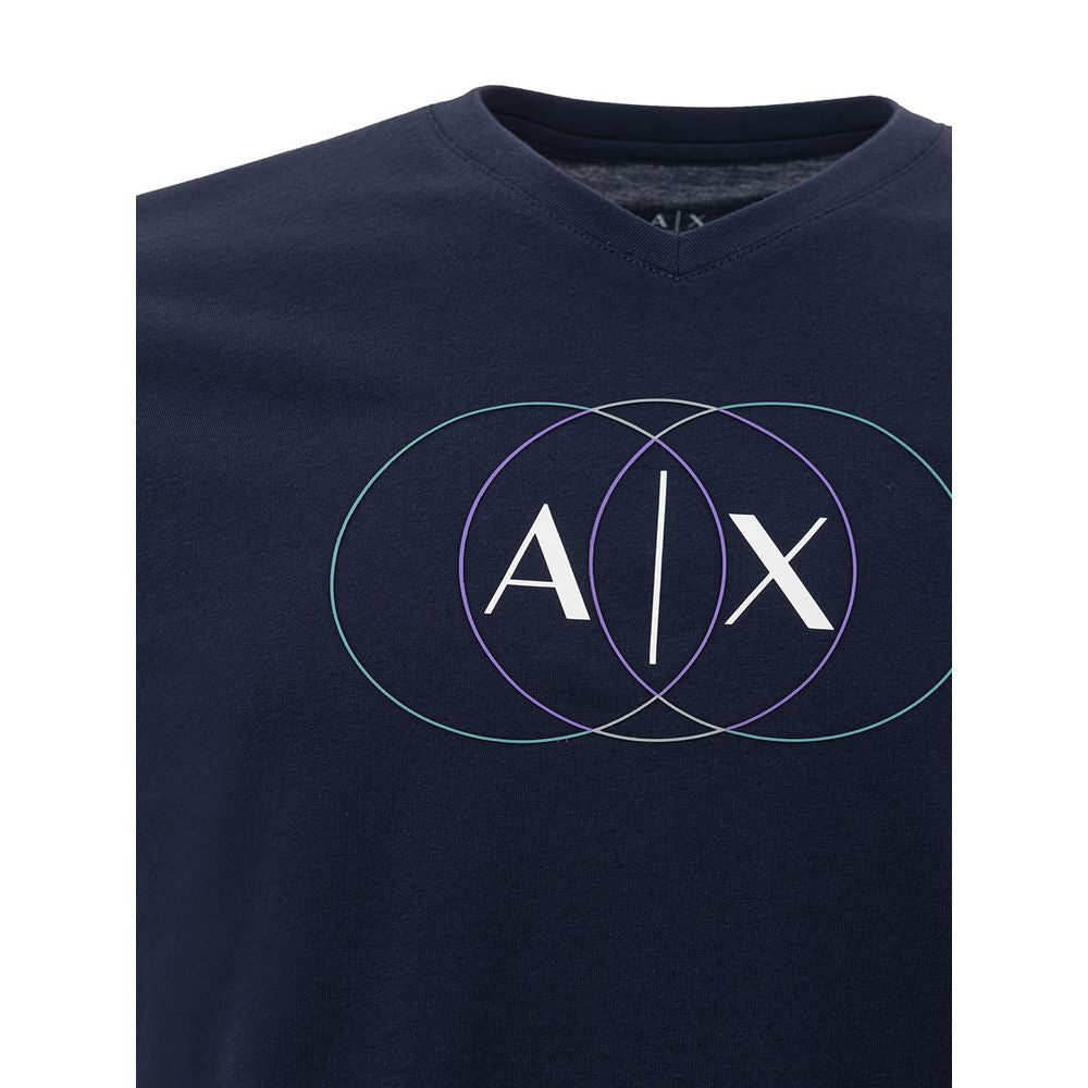Armani Exchange Sleek Blue Cotton Tee for Effortless Style