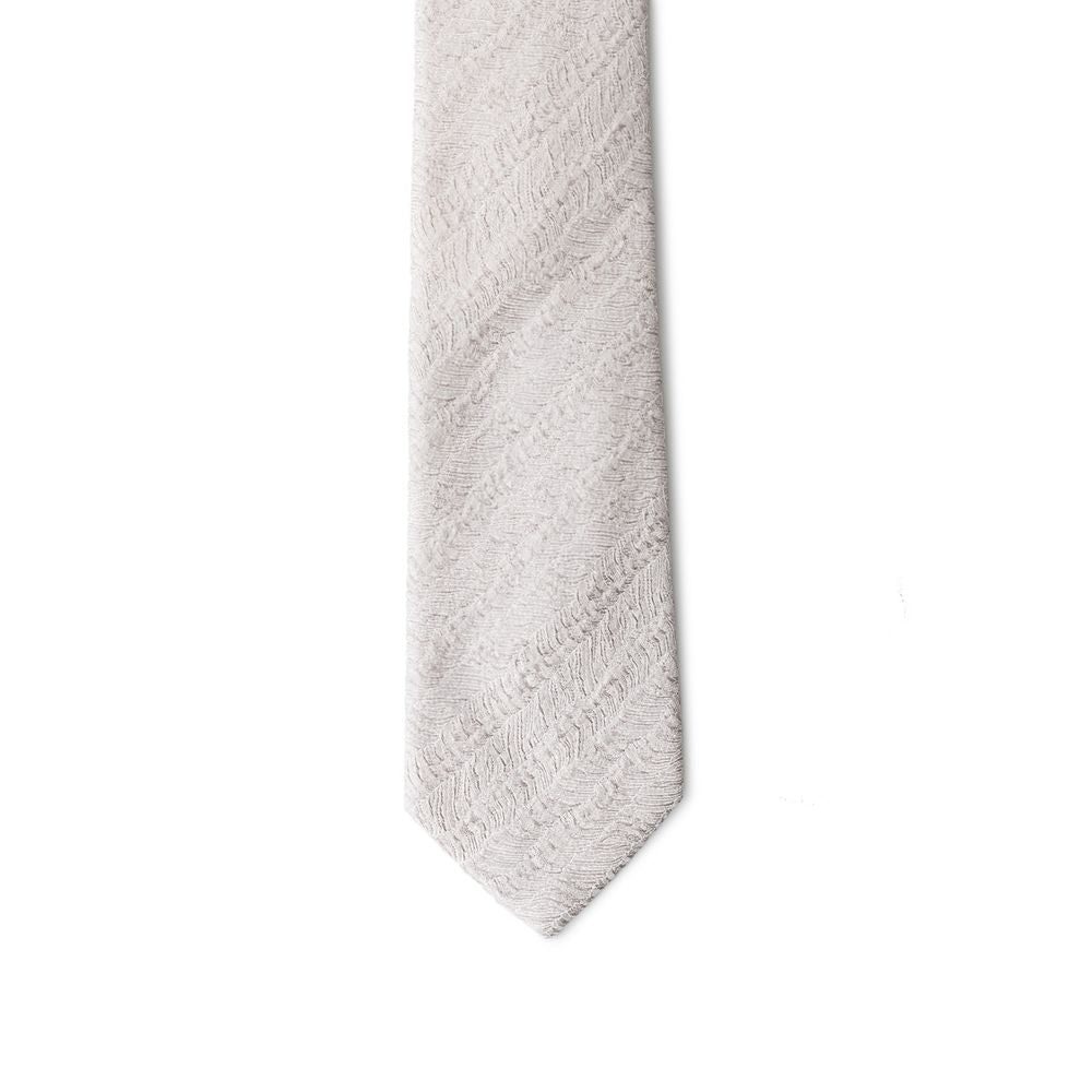 Emporio Armani Silver Silk Ties & Bowtie for Elevating Elegance