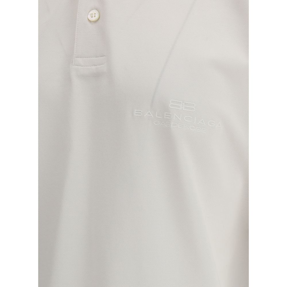 Balenciaga White Cotton Polo Shirt in Refined Elegance
