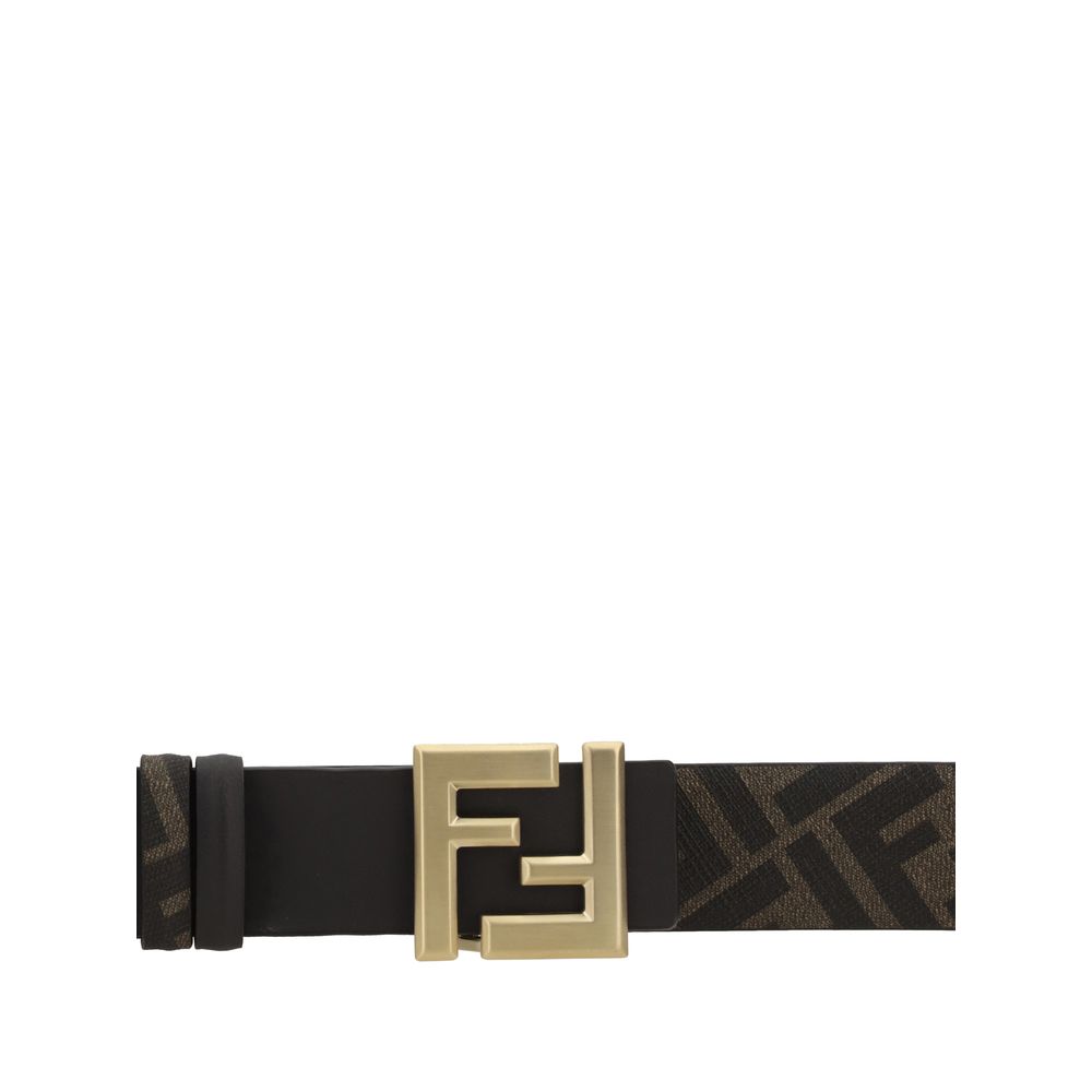 Fendi Black Leather Reversible Belt for Timeless Elegance