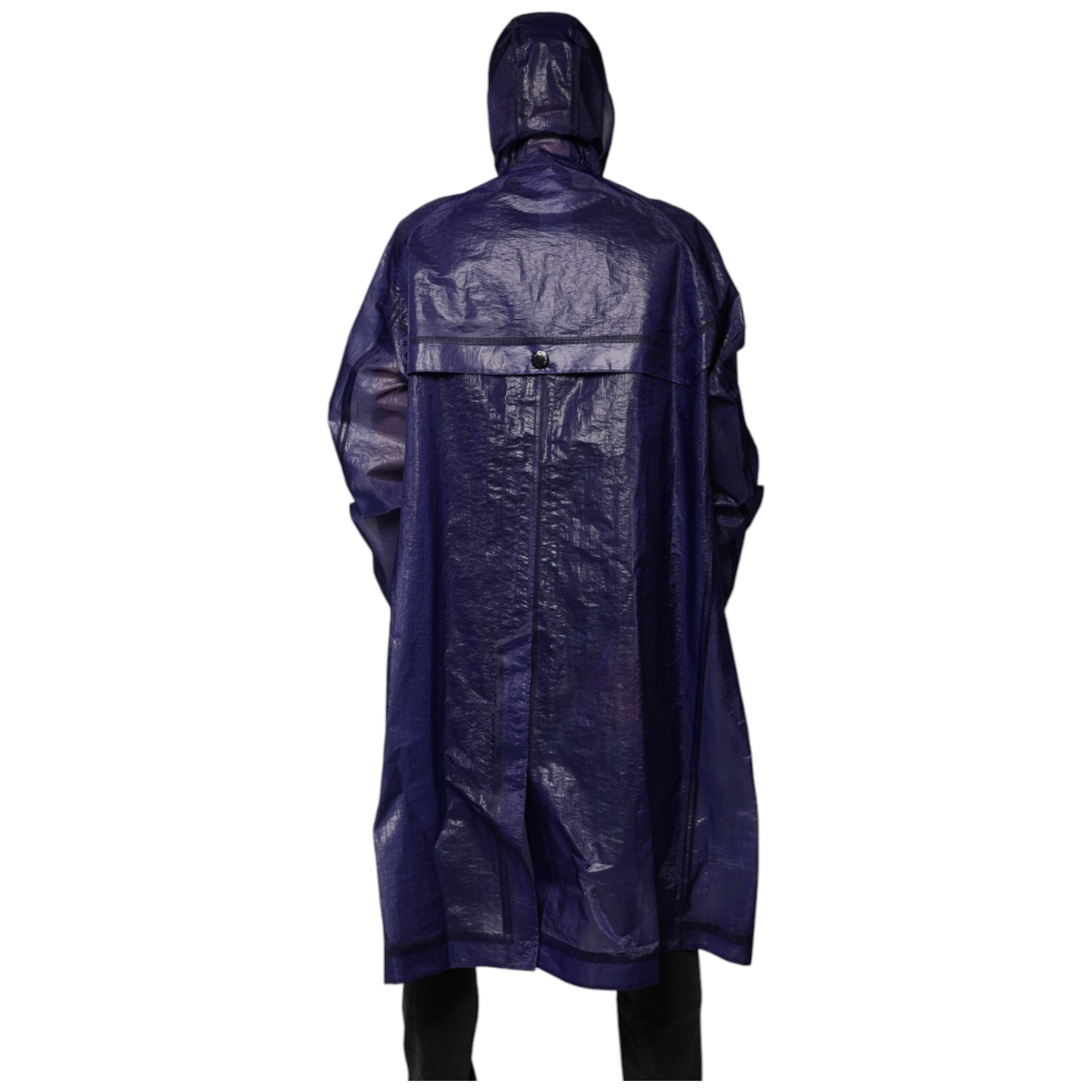 Dolce & Gabbana Dark Blue Cotton Hooded Raincoat Jacket