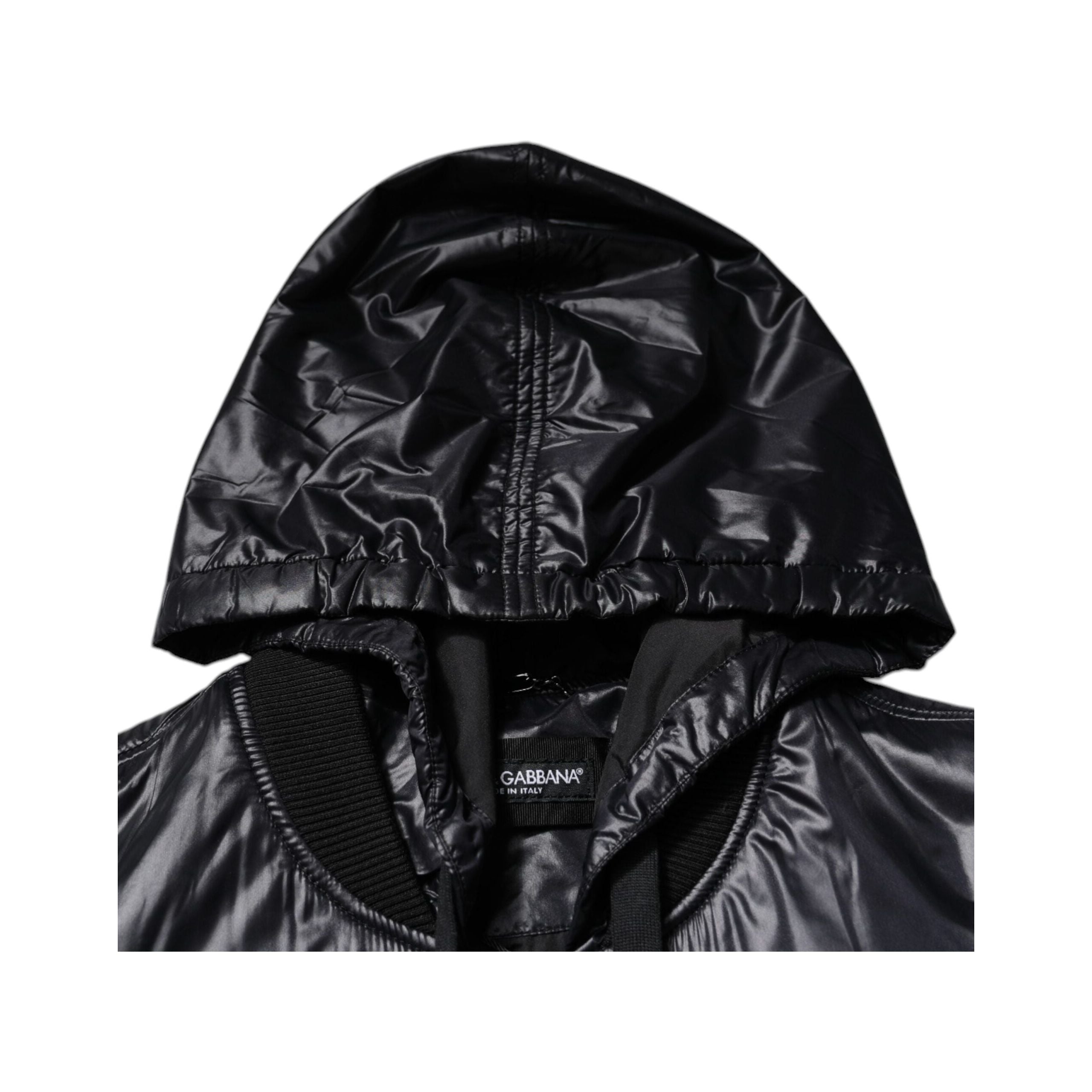 Dolce & Gabbana Black Nylon Hooded Full Zip Blouson Jacket