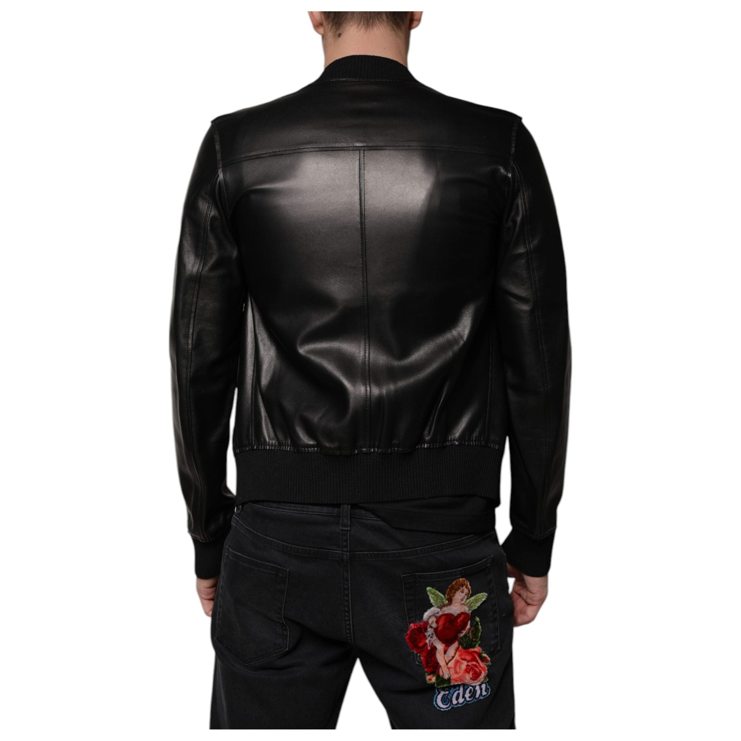 Dolce & Gabbana Black Lambskin Biker Blouson Jacket