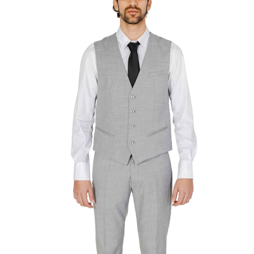 Antony Morato Gray Wool Tailored Vest for Elevated Style