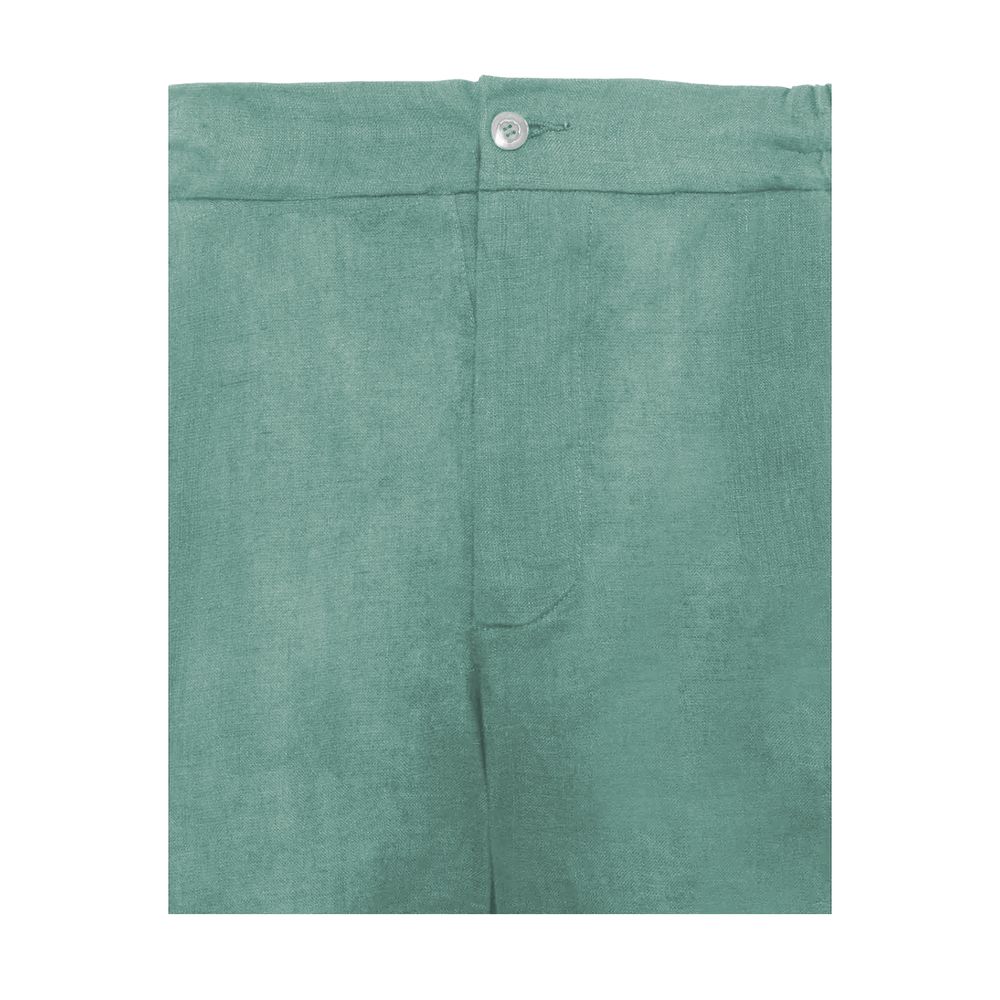 Alpha Studio Green Linen Short - Effortless Luxury Essential