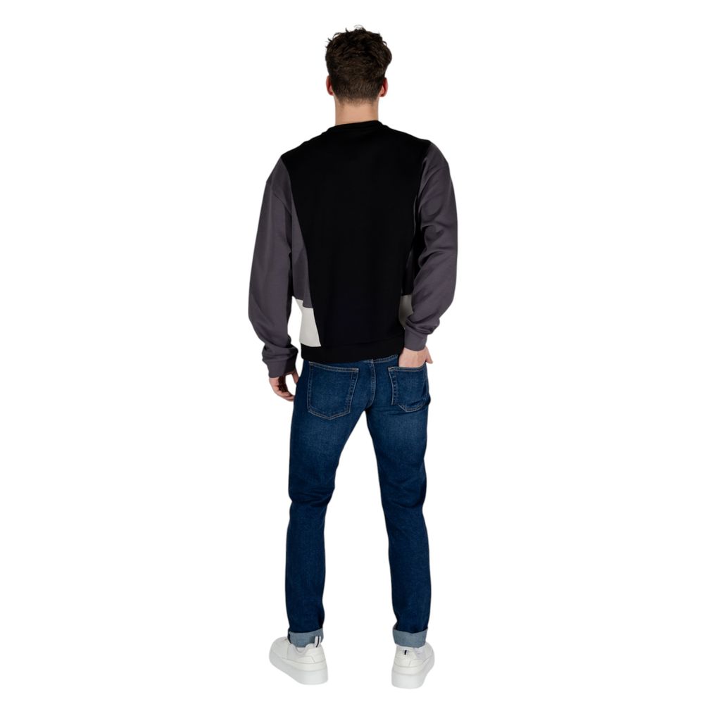 EA7 Emporio Armani Black Cotton Sweater for Effortless Elegance