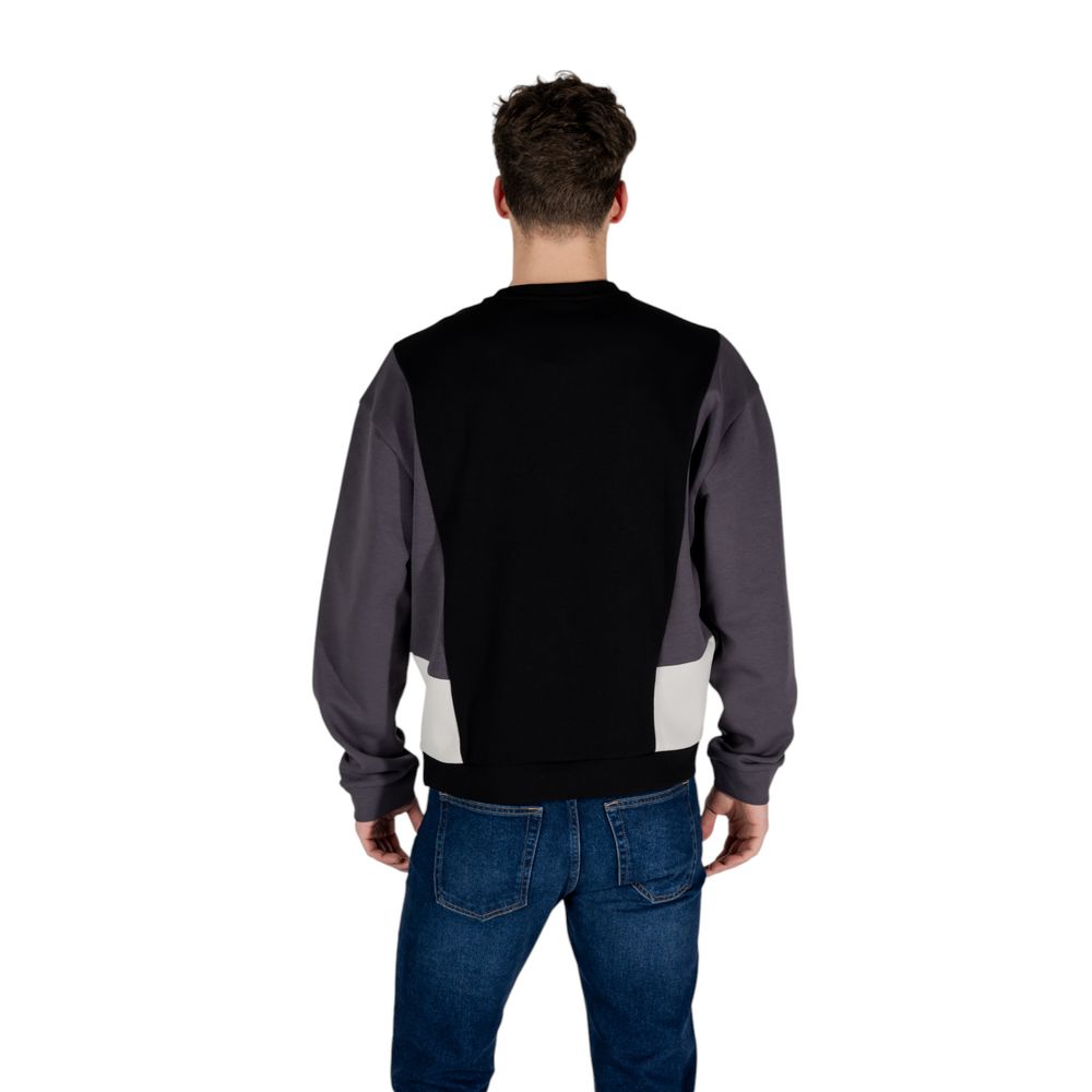 EA7 Emporio Armani Black Cotton Sweater for Effortless Elegance