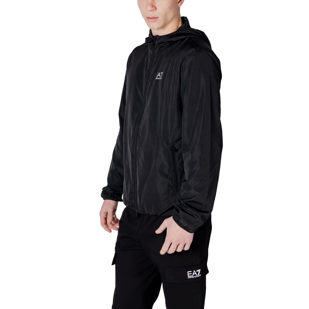 EA7 Emporio Armani Black Nylon Jacket for Elevated Style