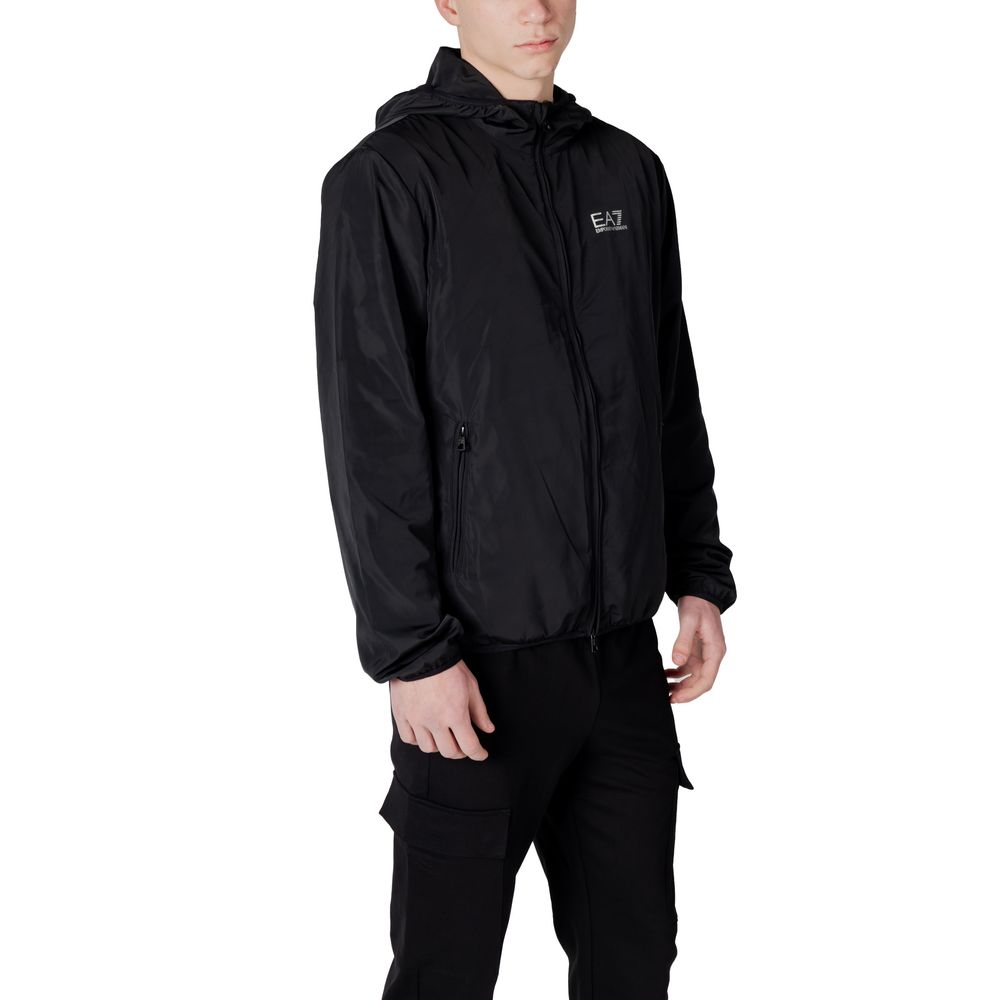 EA7 Emporio Armani Black Nylon Jacket for Elevated Style