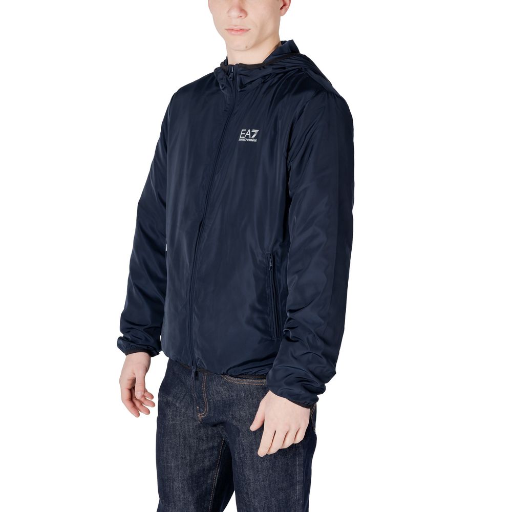 EA7 Emporio Armani Blue Nylon Jacket for Elevated Style