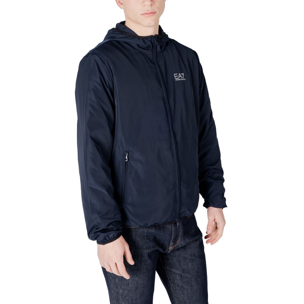 EA7 Emporio Armani Blue Nylon Jacket for Elevated Style