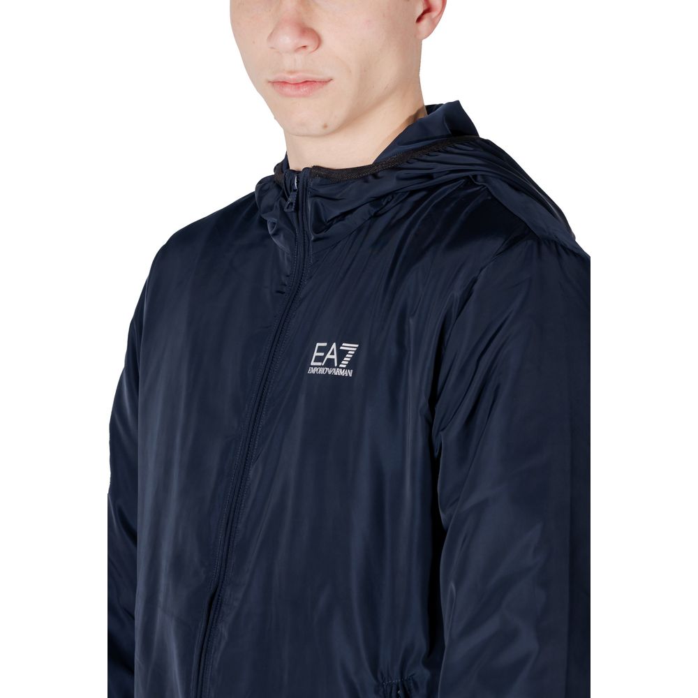 EA7 Emporio Armani Blue Nylon Jacket for Elevated Style