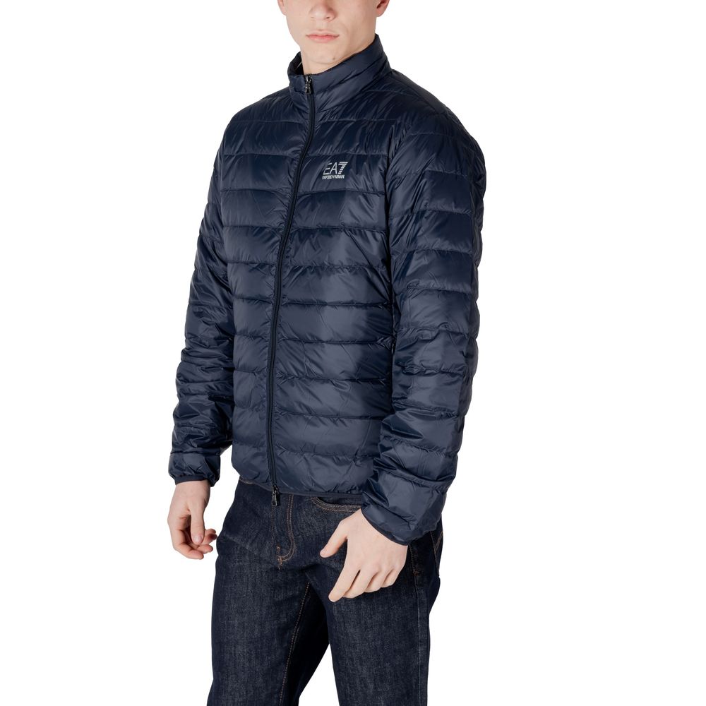 EA7 Emporio Armani Blue Cotton Jacket for Modern Elegance