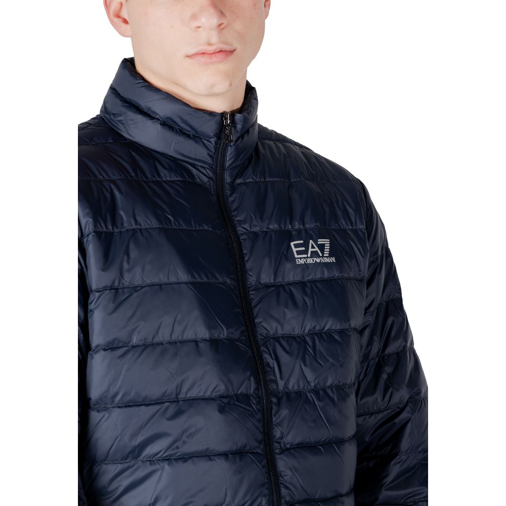 EA7 Emporio Armani Blue Cotton Jacket for Modern Elegance
