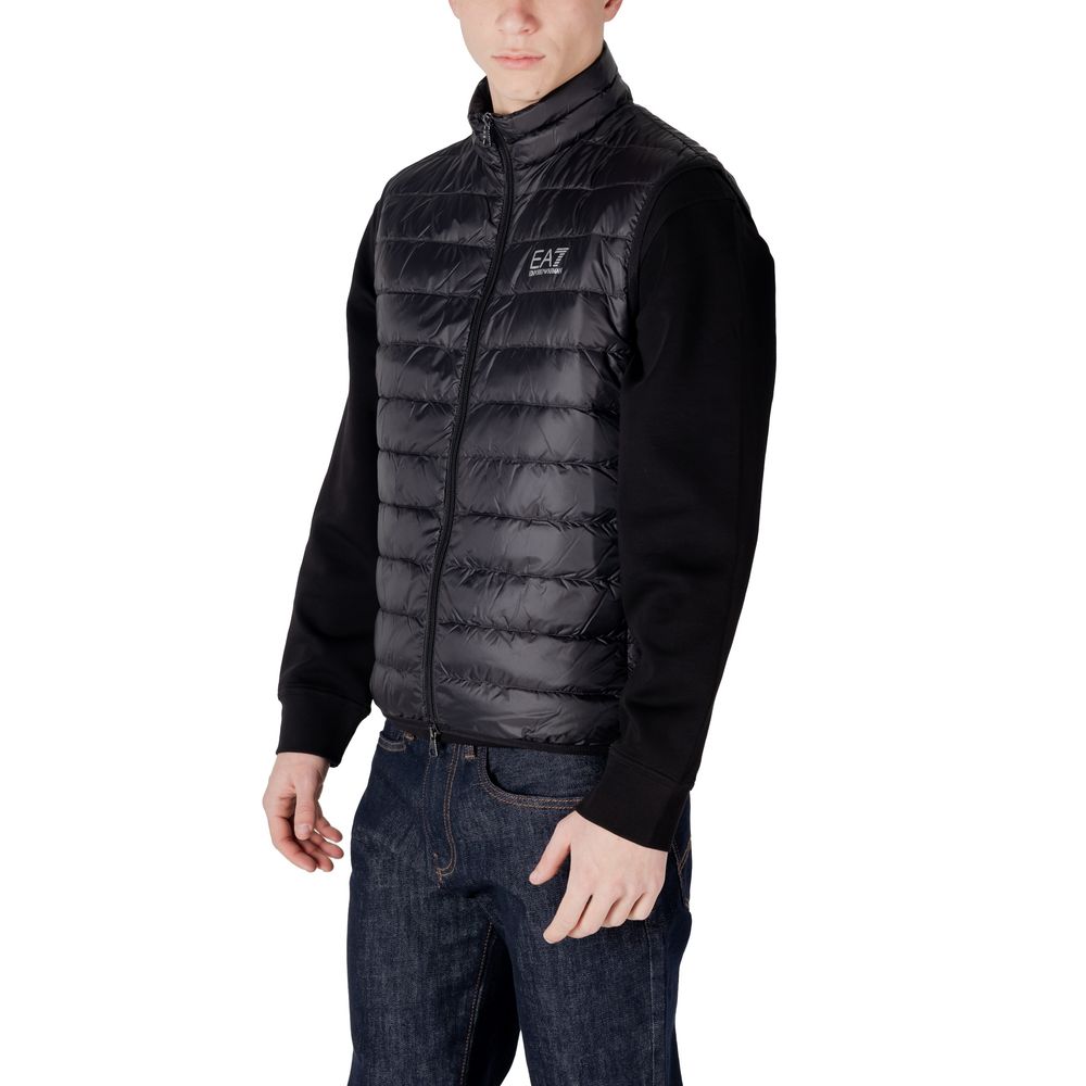 EA7 Emporio Armani Black Nylon Jacket for Effortless Elegance