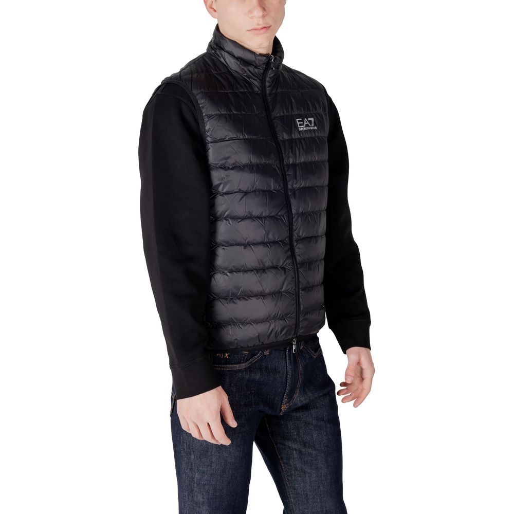 EA7 Emporio Armani Black Nylon Jacket for Effortless Elegance