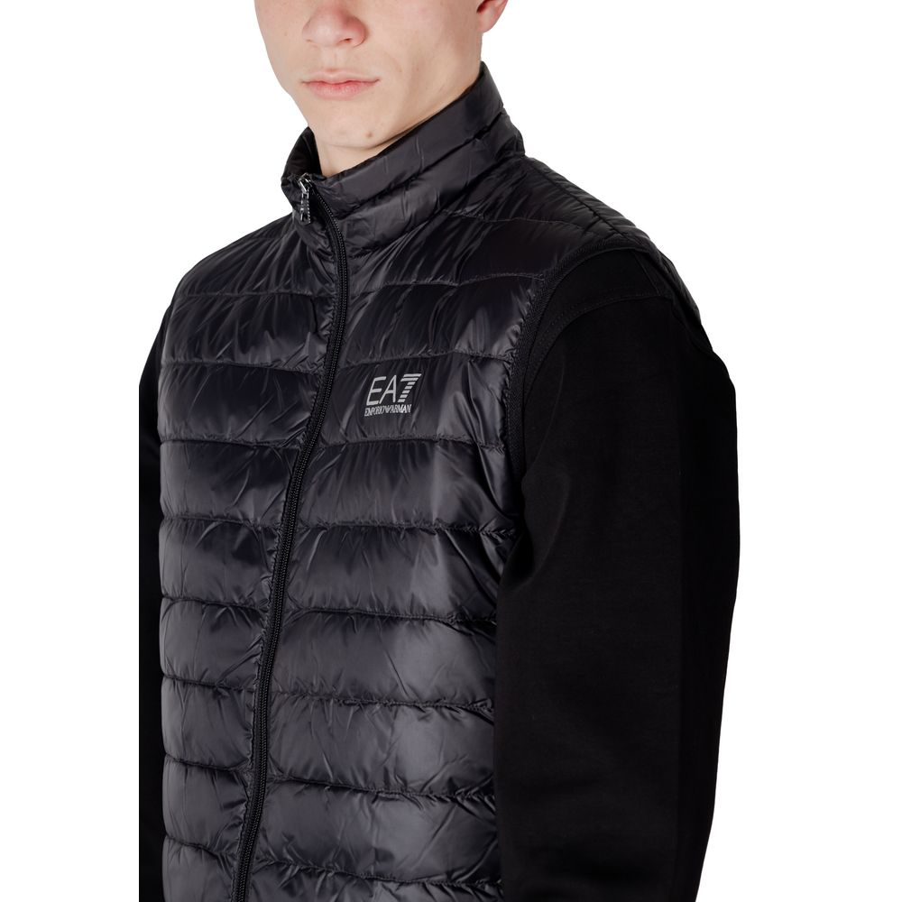 EA7 Emporio Armani Black Nylon Jacket for Effortless Elegance
