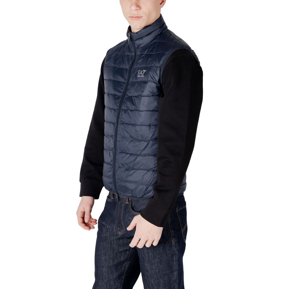 EA7 Emporio Armani Blue Nylon Jacket for Modern Elegance