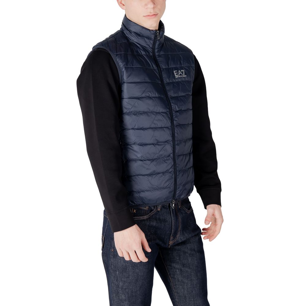 EA7 Emporio Armani Blue Nylon Jacket for Modern Elegance