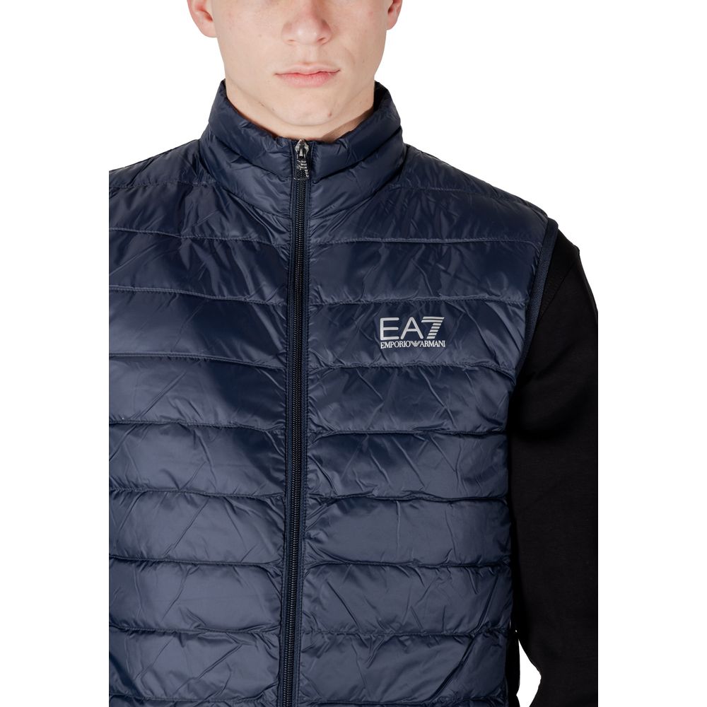 EA7 Emporio Armani Blue Nylon Jacket for Modern Elegance